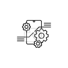 Smartphone Gears Icon Simple Line