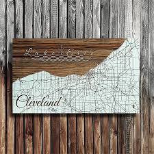 Cleveland Lake Erie Oh Wood Map