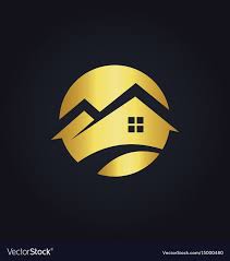 Round House Icon Gold Logo Vector Image