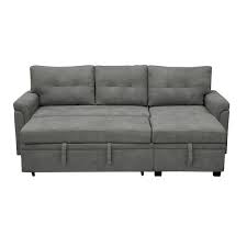 Homestock Gray Tufted Sectional Sofa