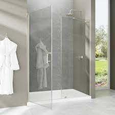 60 In W X 72 In H Pivot Semi Frameless Shower Door In Brushed Nickel With 6mm Clear Glass