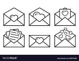Love Letter Icon Set Outline Icons