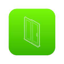 Sliding Door Icon Green Vector Isolated