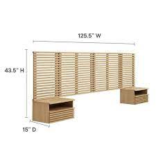 Modway Render Wall Mount King Headboard And Modern Nightstands Oak