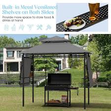 Gray Patio Bbq Grill Gazebo Canopy