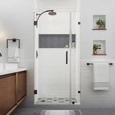 Aston Sdr985ez Nbr 413180 Nautis Xl 40 25 41 25 In W X 80 In H Hinged Frameless Shower Door With Clear Starcast Glass Frame Finish Bronze