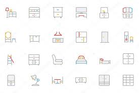 Furniture Colored Outline Vector Icons