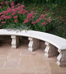 Curved 60 Inch Stone Garden Bench Seat