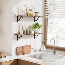 31 5 Inch Large Floating Shelves For Home Decor Set Of 2 Wide Wall Mounted Shelves With Brackets