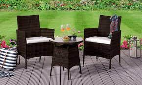 3pc Rattan Bistro Set Garden Patio