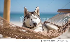 A Beatiful Siberian Husky Dog Relaxing