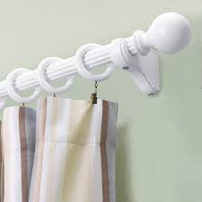 Mix And Match 1 3 8 In Dia Wood Single Curtain Rod White 8 Ft 96 In