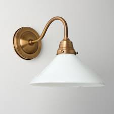 Gooseneck Wall Sconce White Glass Cone