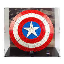 Display Case For Lego Captain America Shield 76262 W Printed Graphic Back Panel