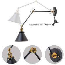 Lnc Matte Black Industrial Wall Sconce 1 Light Bell Swing Arm Desk Lamp Hardwired Plug In Modern Brass Wall Light