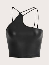 Shein Icon Solid Pu Leather Crop Top