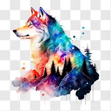 Colorful Wolf Painting For