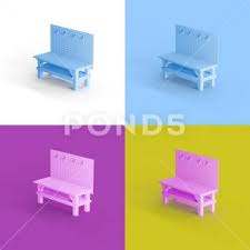 Pop Art Collage Of 3d Rendered Bench