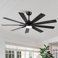 62 In Modern Integrated Led Indoor Black Dimmable Large Ceiling Fan With Remote Control Dc Motor And Reversible Blades