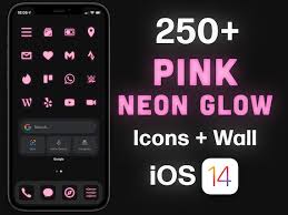 Pink Neon Glow Ios 16 Icon Set Neon