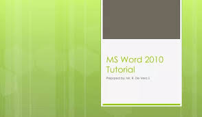 Ppt Ms Word 2010 Tutorial Powerpoint