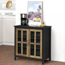 Homcom Kitchen Sideboard Glass Door