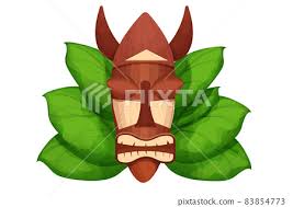Wooden Tiki Mask Hawaiian Symbol In