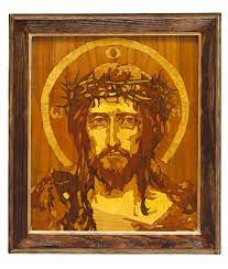 Christ Savior Marquetry Wood