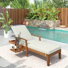 Wood Patio Outdoor Chaise Lounge