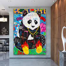 Panda Oil Paint Graffiti Pop Art Canvas