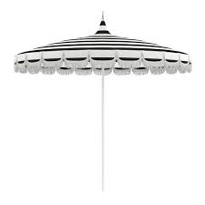 Aya Fringe Pagoda Patio Umbrella Black