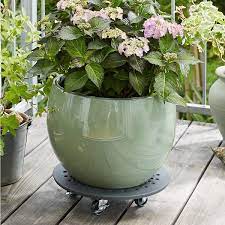 Charcoal Round Stone Plant Caddy