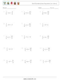 Canada One Variable Linear Equations X