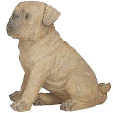 Light Brown Polystone Pug Dog Sculpture