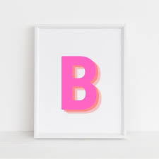Retro 3d Letter B Print Monogram