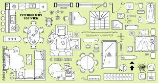 Floor Plan Icon Set In Top View For