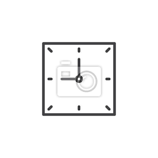 Wall Square Clock Outline Icon Linear