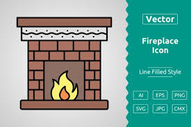 Vector Fireplace Filled Outline Icon