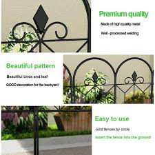 20 Ft W X 31 5 In H Black Steel Garden Fence Panel Rustproof Decorative Garden Fence 10 Pack