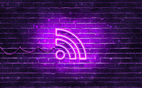 Rss Neon Icon Violet Background Neon