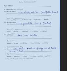 Solved Experiment 4 Chemical Reactions