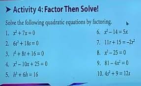 Solving Quadratic Equation By Factoring