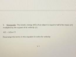 Kinetic Energy To Solve For Velocity