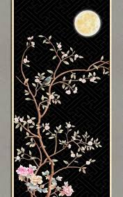 3d Flowers Branches In Black Background