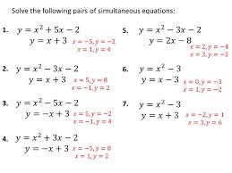 Quadratic Simultaneous Equations 3