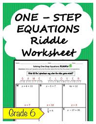 One Step Equation Riddle Worksheet