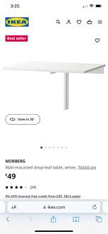 Wall Mounted Drop Leaf Table 70x55cm