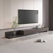 The Right Path 118 In Modern Walnut Veneer Retractable Tv Stand Extendable Media Console With 3 Drawers Brown
