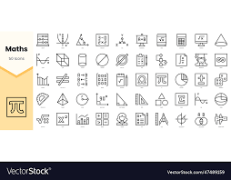 Set Of Maths Icons Simple Line Art