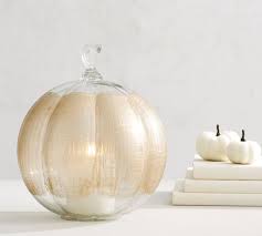 Linen Glass Pumpkin Candle Holder